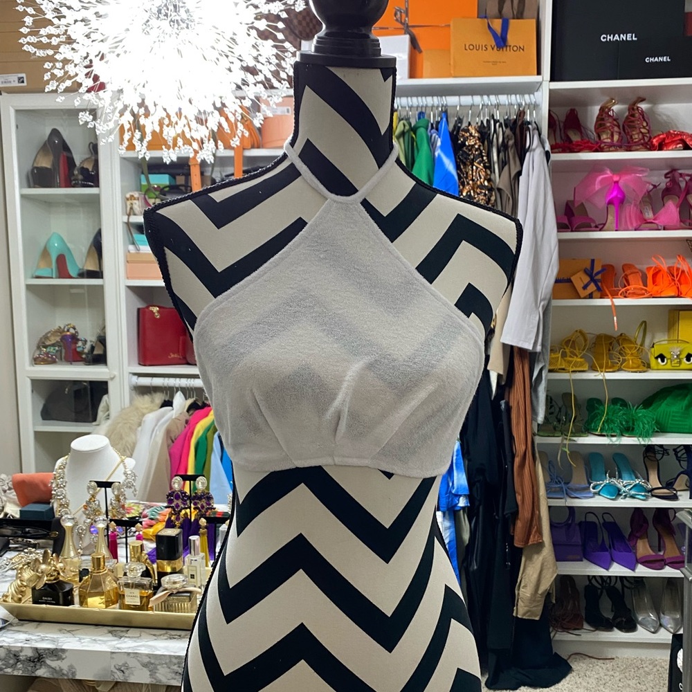 Terry cloth cop top in white